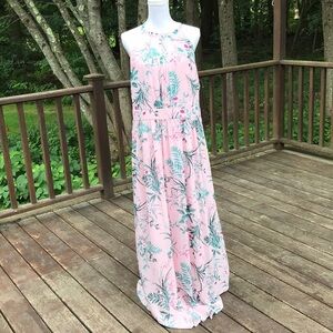 NWOT! INC Size 16 pink pleated floral maxi dress